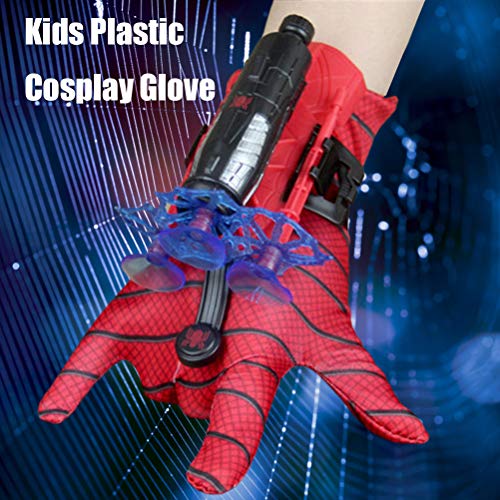 Lanzador de Muñeca, Guantes Lanzadores para Spider-Man, Guantes de plástico para Cosplay para niños Juego de Juguetes de muñeca Hero Launcher Divertidos Juguetes educativos para Niños