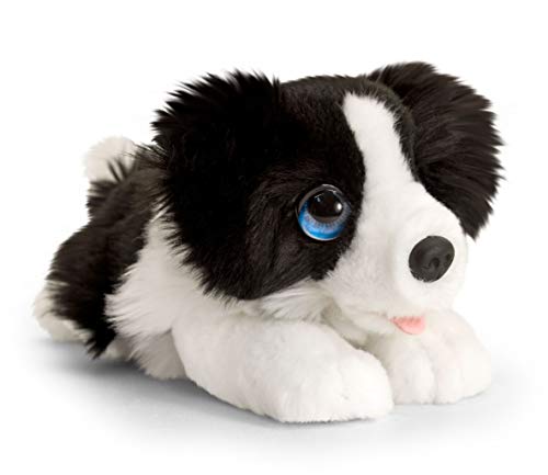 Lashuma Keel Toys - Perro de peluche (25 cm), color negro y blanco