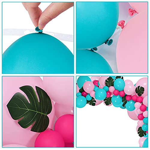 Latocos 110pcs Decoración Tropical Hawaian Globos Arco Kit con Hojas Selva Flamingo Globos Piña Arbol de Palmera Papel de Cóctel Globo para Luau Fiesta Hawaiana Playa Decoraciones