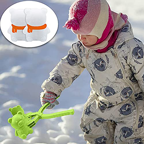 LDMD Duck Shaped Snowball Maker Winter Snow Scoop Clip, Small Bear Shaped Snowball Fight Toys, Dinosaur Snow Sand Mold, Make Snowballs Quickly, Outdoor Play Snow Scoop Ball Toys for Kids (A-Green,1)