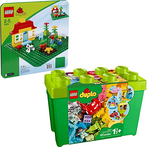 Le Go® Duplo® 2304 10914 - Juego de 2 placas verdes y caja de piedra