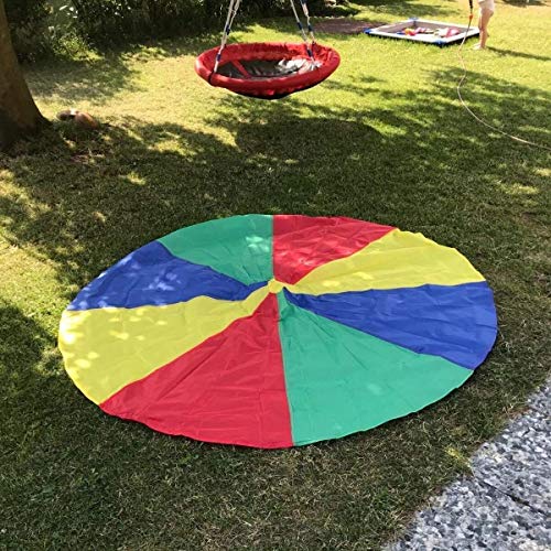 LEADSTAR 6FT Juego De Paracaídas de Color para Niños Arco Iris Juegos Actividades Deportivas Fiestas Ejercicios en Grupo Al Aire Libre (2m)