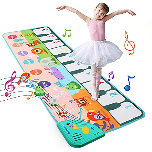 LEADSTAR Alfombra de Piano,Alfombra Musical con 8 Animales Sonidos,Touch Alfombra Musical Teclado,Juguetes Musicales para Bebés, Niños y Niñas de 1 a 5 Años (110*36cm)