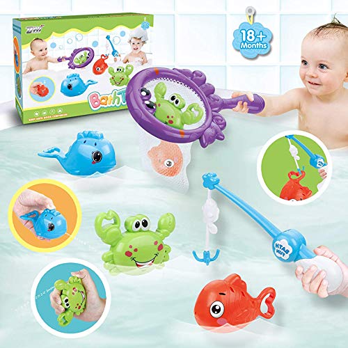 LEADSTAR Juguetes de Baño para Bebé,5PCS Juguetes Bañera Flotante con Juegos de Pesca para Bebe Niños Agua Piscina Baño Playa Regalo Bueno de Cumpleaños Navidad