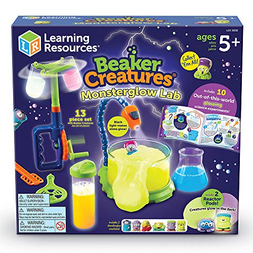 Learning Resources- Set de Laboratorio con Monstruos Que Brillan en la Oscuridad Monsterglow de Beaker Creatures, Stem, Juguete para Realizar un Experimento científico, 5+ años (LER3838)