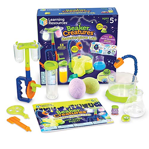 Learning Resources- Set de Laboratorio con Monstruos Que Brillan en la Oscuridad Monsterglow de Beaker Creatures, Stem, Juguete para Realizar un Experimento científico, 5+ años (LER3838)