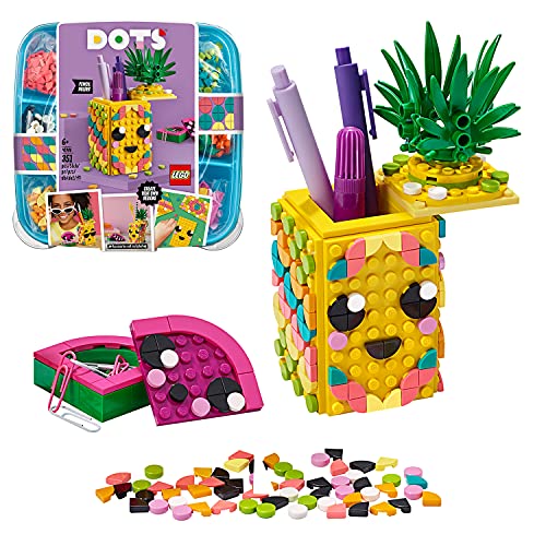 LEGO 41906 Dots Portalápices Piña, Accesorios de Escritorio DIY, Decoración de Habitación, Manualidades para Niños y Niñas +6 años