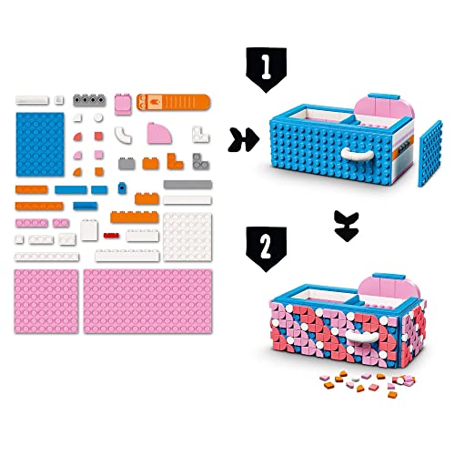 LEGO 41907 Dots Organizador de Escritorio con Cajón y Portafotos DIY, Manualidades y Juegos Creativos para Niños y Niñas +7 años