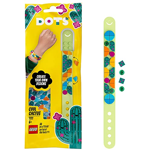 LEGO 41922 Dots Pulsera Cactus Guay, Manualidades para Niños y Niñas, Juego Creativo, Pulseras y Joyas DIY