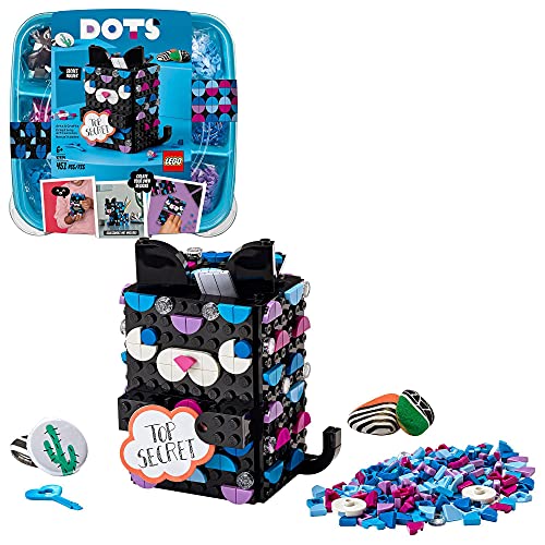 LEGO 41924 DOTS Protector de Secretos en Forma de Gato, Portalápices Personalizable, Accesorios de Escritorio DIY, Manualidades para Niños y Niñas +6 años