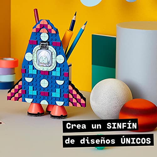 LEGO 41936 Dots Portalápices Cohete Espacial, Accesorios de Escritorio DIY, Manualidades para Niños y Niñas +6 años