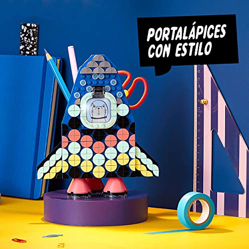 LEGO 41936 Dots Portalápices Cohete Espacial, Accesorios de Escritorio DIY, Manualidades para Niños y Niñas +6 años