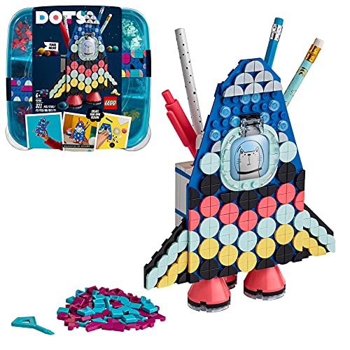 LEGO 41936 Dots Portalápices Cohete Espacial, Accesorios de Escritorio DIY, Manualidades para Niños y Niñas +6 años