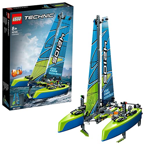 LEGO 42105 Technic Catamarán, Juguete de Construcción 2en1 Incluye 2 Velas, 2 Orzas y un Timón, para Niños de +8 años