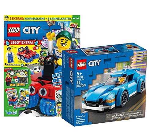 Lego 60285 Lego City - Cochecito deportivo (incluye póster, cómics, rompecabezas), incluye barredora y bolsa de plástico