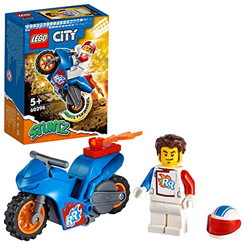 LEGO 60298 City Stuntz Moto Acrobática: Cohete, Juguete con Moto con Rueda de Inercia y Mini Figura del Piloto para Niños 5 años