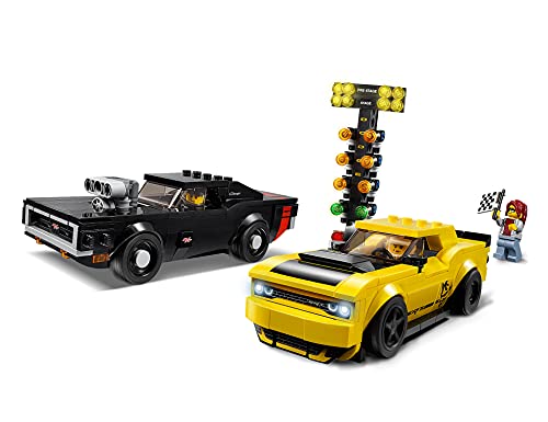 LEGO 75893 Speed Champions Dodge Challenger SRT Demon de 2018 y Dodge Charger R/T de 1970, Juguete de Construcción