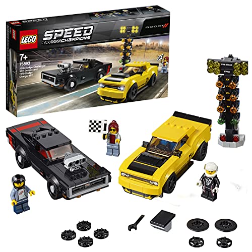 LEGO 75893 Speed Champions Dodge Challenger SRT Demon de 2018 y Dodge Charger R/T de 1970, Juguete de Construcción