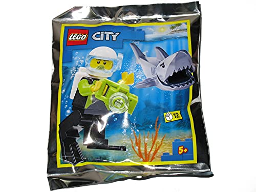 LEGO City - Juego de minifigura de buceo y tiburón (952019)