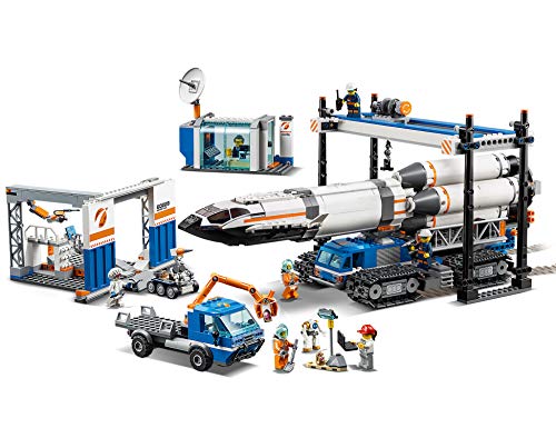 LEGO City Space - Ensamblaje y Transporte del Cohete, Juguete de Nave Espacial de Construcción Inspirado en la NASA con Vehículos y Astronautas para Niños y Niñas a Partir de 7 Años (60229)