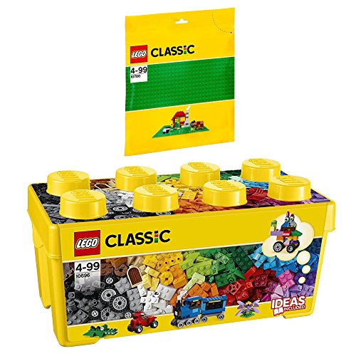 LEGO Classic 2 Piezas. Set 10696 10700 - Caja de Ladrillos (tamaño Mediano), Color Verde