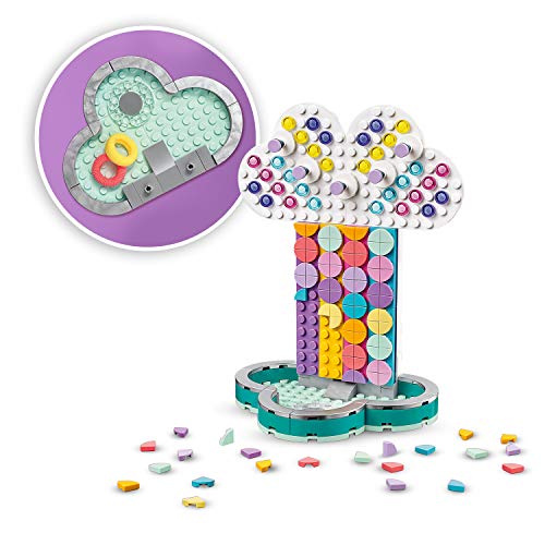 LEGO DOTS - Portajoyas Arcoíris, estuche creativo de joyero con forma de nube, recomendado a partir de 6 años, set para guardar joyas con piezas decorativas de distintos colores y formas (41905)