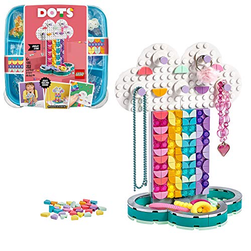 LEGO DOTS - Portajoyas Arcoíris, estuche creativo de joyero con forma de nube, recomendado a partir de 6 años, set para guardar joyas con piezas decorativas de distintos colores y formas (41905)