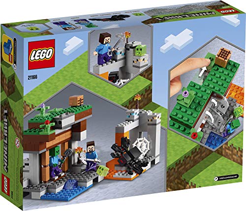 LEGO Minecraft The Abandoned Mine 21166 Zombie Cave Battle Playset with Minecraft Action Figures and a Toy Spider, New 2021 (248 Pieces)