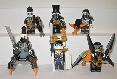 Lego Ninjago - Juego de 6 figuras de cazador de dragón de hierro barón samurai X Heavy Metal Jet Jack Nitro cazador sin patas con armas accesorios y equipo