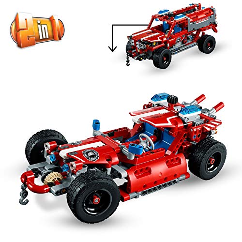 LEGO Technic - Equipo de Primera Respuesta, Juguete de Bomberos 2 en 1 para Construir para Niños y Niñas de 9 a 16 Años, Incluye Sistema Cabestrante (42075)