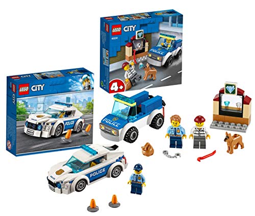 Legoo Lego City 60241 - Juego de mesa de perro policía y carro de rayas 60239 City (4 a 5 años)