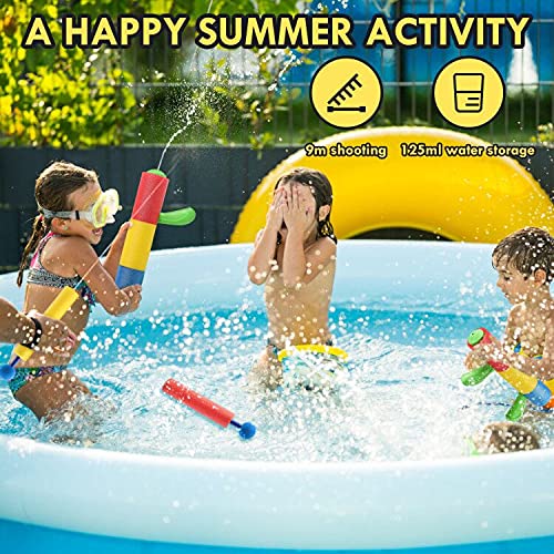 Lehoo Castle Pistola de Agua, 4 Pack Pistolas de Espuma para Niños, Pistola de Agua de Espuma EVA de 9m de Alcance, Piscina Juguetes Niños para Batalla de Agua, Playa, Juego al Aire Libre