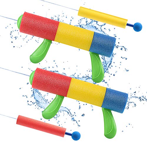 Lehoo Castle Pistola de Agua, 4 Pack Pistolas de Espuma para Niños, Pistola de Agua de Espuma EVA de 9m de Alcance, Piscina Juguetes Niños para Batalla de Agua, Playa, Juego al Aire Libre