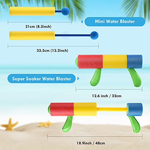 Lehoo Castle Pistola de Agua, 4 Pack Pistolas de Espuma para Niños, Pistola de Agua de Espuma EVA de 9m de Alcance, Piscina Juguetes Niños para Batalla de Agua, Playa, Juego al Aire Libre