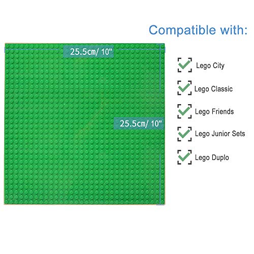 Lekebaby Juego de 6 placas de construcción compatibles con la mayoría de marcas, 25 x 25 cm, placa base verde, azul y gris