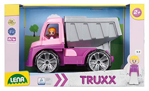 Lena 04451 TRUXX - Figura de Juego (27 cm, Robusta, camión de volqueteo, vehículo de Juguete para niñas a Partir de 2 años, Color Rosa y Lila