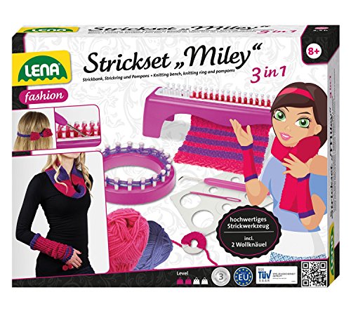 Lena Miley 3 in 1 - Materiales de costura para niños (Punto, Kids knitting machine, Moda y diseño, Chica, 8 año(s), Rosa, Violeta) , color/modelo surtido