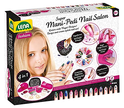 Lena-Super Mani Pedi Nail, 4 en 1 Estudio, Juego Completo para embellecer, salón de uñas para niñas a Partir de 8 años, Color Cuidado (SiMM Spielwaren GmbH 9725659)