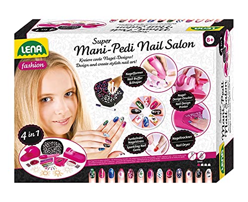 Lena-Super Mani Pedi Nail, 4 en 1 Estudio, Juego Completo para embellecer, salón de uñas para niñas a Partir de 8 años, Color Cuidado (SiMM Spielwaren GmbH 9725659)