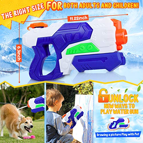 lenbest 2 Pack Pistola de Agua, 600ML Pistola de Chorro de Agua con Alcance de 10 M, Pistolas de Agua para Niños, Agua Verano Juguetes de Agua Juego en Jardín, Playa, Piscina al Aire Libre