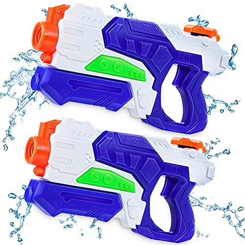 lenbest 2 Pack Pistola de Agua, 600ML Pistola de Chorro de Agua con Alcance de 10 M, Pistolas de Agua para Niños, Agua Verano Juguetes de Agua Juego en Jardín, Playa, Piscina al Aire Libre