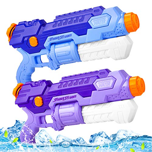 lenbest 2 Pack Pistolas de Agua, 1000ML Pistolas de Agua Grande, Juego de pistolas de Agua de Largo Alcance de 32 Pies, Verano Juguetes de Agua Juego, Jardín, Playa, Piscina Al Aire Libre,Niño, Adulto