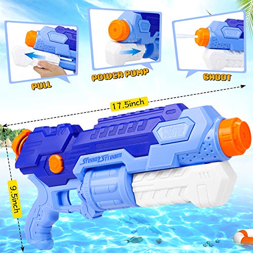 lenbest 2 Pack Pistolas de Agua, 1000ML Pistolas de Agua Grande, Juego de pistolas de Agua de Largo Alcance de 32 Pies, Verano Juguetes de Agua Juego, Jardín, Playa, Piscina Al Aire Libre,Niño, Adulto