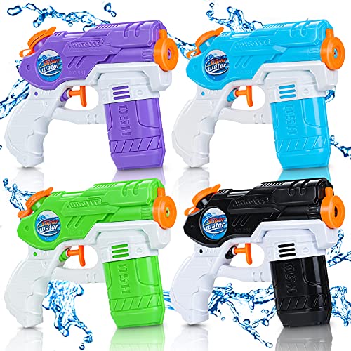 lenbest 4 Pack Pistolas de Aagua, 150ML Pistolas Juguetes Agua, Pistolas de Chorro de Largo Alcance de 7 m, Peleas de Agua, Piscina, Playa, Juguete de Lucha al Aire Libre, Regalos Veranos para Niños