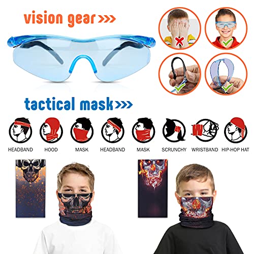 lenbest Arma de Juguete, 2pcs Pistola de Dardos de Espuma + 80 Balas de Espuma + 2 Gafas Protectoras + 2 Mascara Facial, Juegos Tiro Pistola, Regalos de Cumpleaños para Niños de Mayores de 6 años