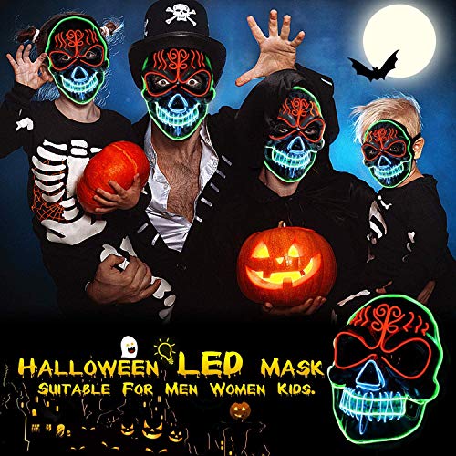 lenbest Mascara led Halloween, Halloween Mascaras, Máscaras Halloween de Terror con 3 Efectos de luz, para Navidad /Halloween /Cosplay /Grimace Festival /Mascarada para Hombre y Mujere