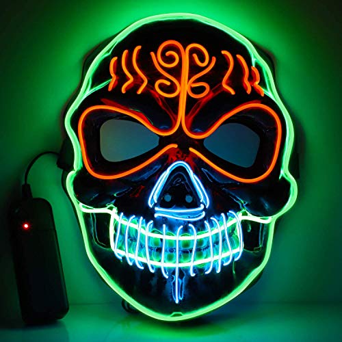 lenbest Mascara led Halloween, Halloween Mascaras, Máscaras Halloween de Terror con 3 Efectos de luz, para Navidad /Halloween /Cosplay /Grimace Festival /Mascarada para Hombre y Mujere