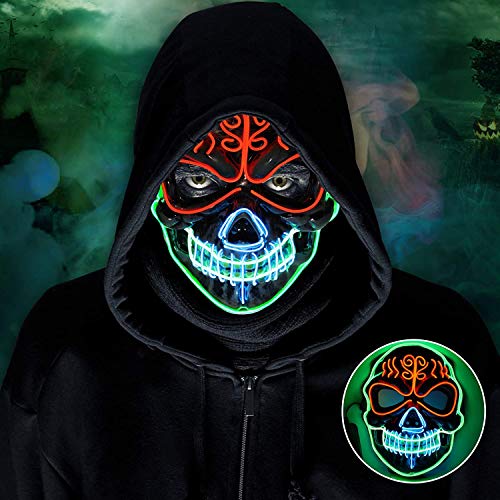 lenbest Mascara led Halloween, Halloween Mascaras, Máscaras Halloween de Terror con 3 Efectos de luz, para Navidad /Halloween /Cosplay /Grimace Festival /Mascarada para Hombre y Mujere