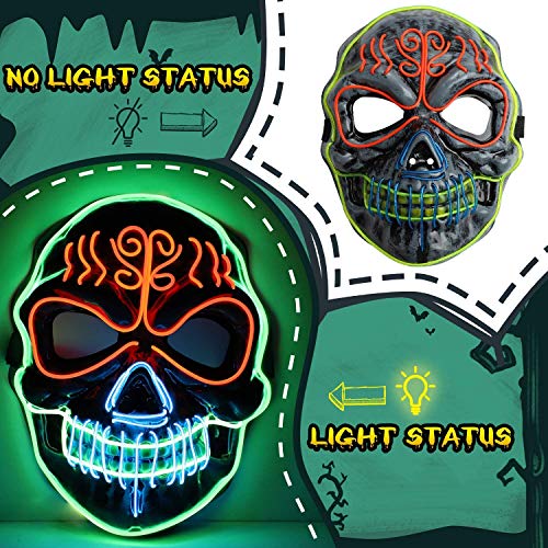 lenbest Mascara led Halloween, Halloween Mascaras, Máscaras Halloween de Terror con 3 Efectos de luz, para Navidad /Halloween /Cosplay /Grimace Festival /Mascarada para Hombre y Mujere