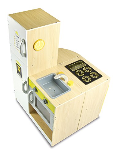 Leomark Flex Concept Cocina Madera de Juguete - Color Verde - con Accesorios, Juguete para Niños, Juego de Imitación, Sistema Modular, Altura: 98,5 cm